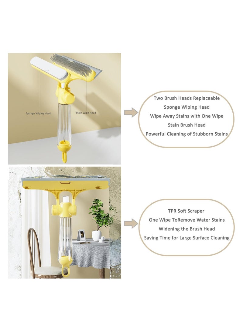 Squeegee for Shower Glass Door, 3 in1 Multifunctional Shower Squeegee, Heavy Duty Window Scrubber, With Stain Brush Head, for Shower Doors, Windows, Mirrors, Tiles and Car Glass etc (Yellow) - Image 5