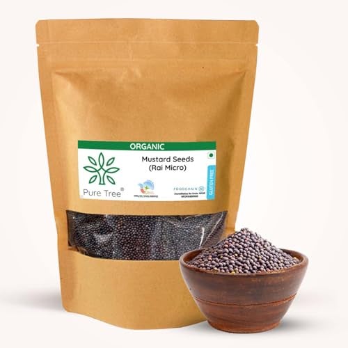 Pure Tree Certified Organic Mustard Seeds Small | 100 g | Black Small Mustard Rai Seeds Small | Sasive seeds Whole Kali Rai Dana | Sarson dana Indian Spice Gluten Free - Image 1