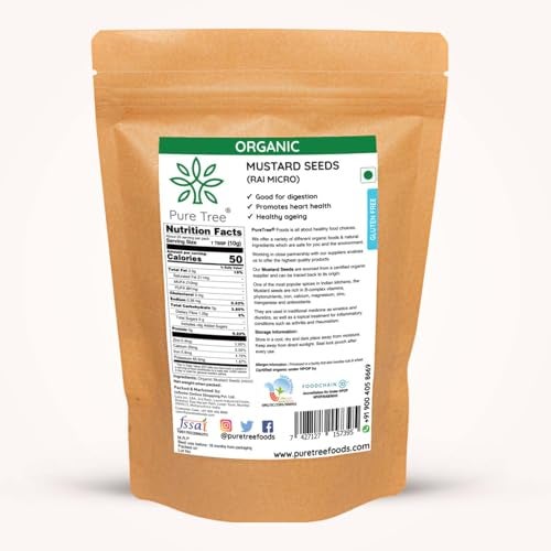 Pure Tree Certified Organic Mustard Seeds Small | 100 g | Black Small Mustard Rai Seeds Small | Sasive seeds Whole Kali Rai Dana | Sarson dana Indian Spice Gluten Free - Image 2