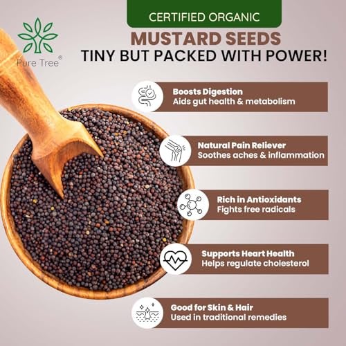 Pure Tree Certified Organic Mustard Seeds Small | 100 g | Black Small Mustard Rai Seeds Small | Sasive seeds Whole Kali Rai Dana | Sarson dana Indian Spice Gluten Free - Image 3