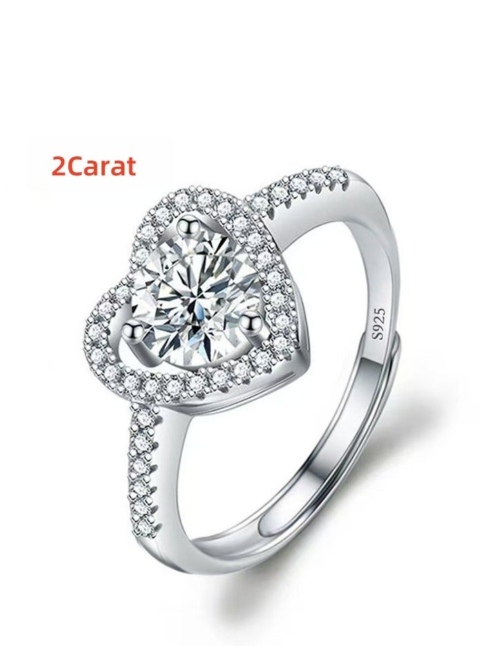 Akali 2 Carat Moissanite Women's Wedding Ring , S925 Plated With White Gold  ,Adjustable Size , Luxury Gift Box , Ready to Gift - Image 1