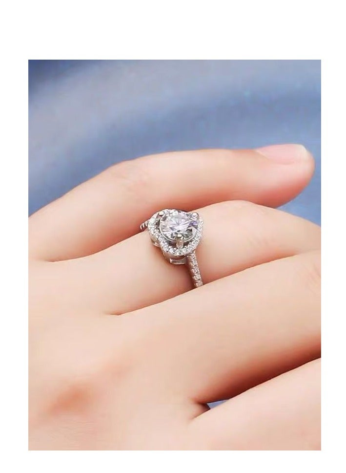 Akali 2 Carat Moissanite Women's Wedding Ring , S925 Plated With White Gold  ,Adjustable Size , Luxury Gift Box , Ready to Gift - Image 4
