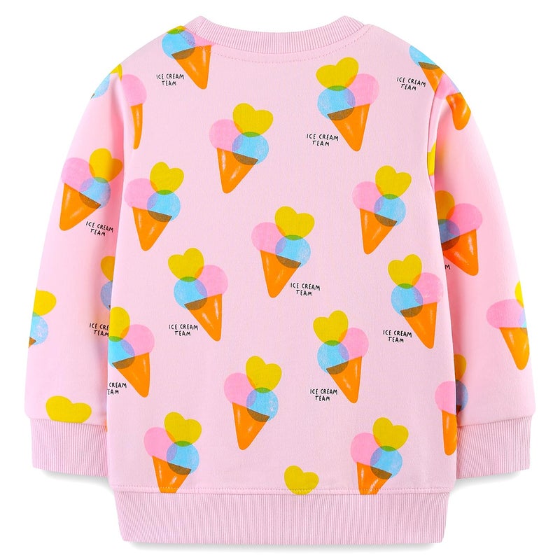 Bumeex Toddler Girl's Sweatshirts Clothes Outfits Cotton Cute Fall Winter Spring Long Sleeve Shirt Casual Fashion Crewneck Pullover Tops Clothing for Daily School Playwear Pink Ice Creams 3t - Image 2