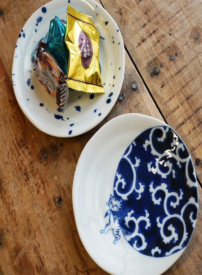 COTONOHA Mino Ware Japanese Porcelain Small Plate Set, 5 Cat Motif Designs, 6.3 in Appetizer and Side Dish Plates, Made in Japan - Image 5