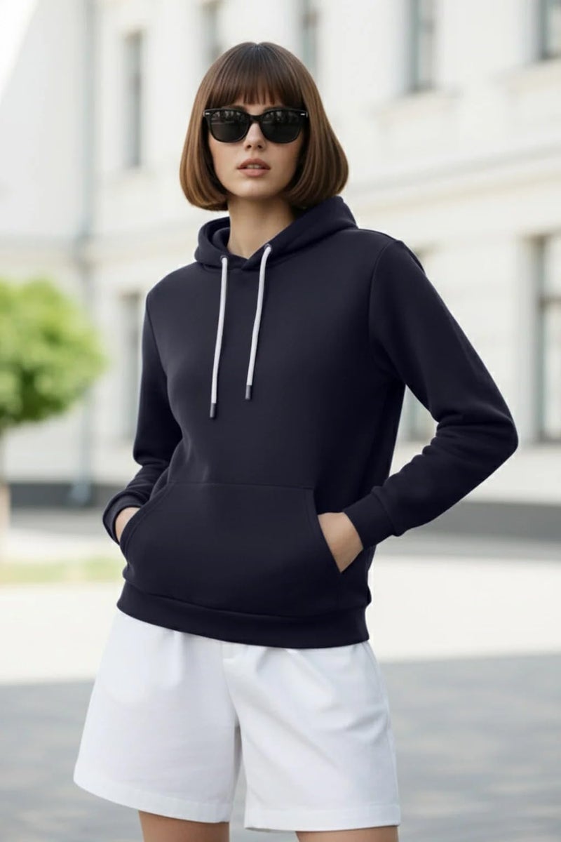 JUNEBERRY Women's Fleece Hooded Sweatshirt (Jb_W02_Navy_XXL_Navy_2XL) - Image 2