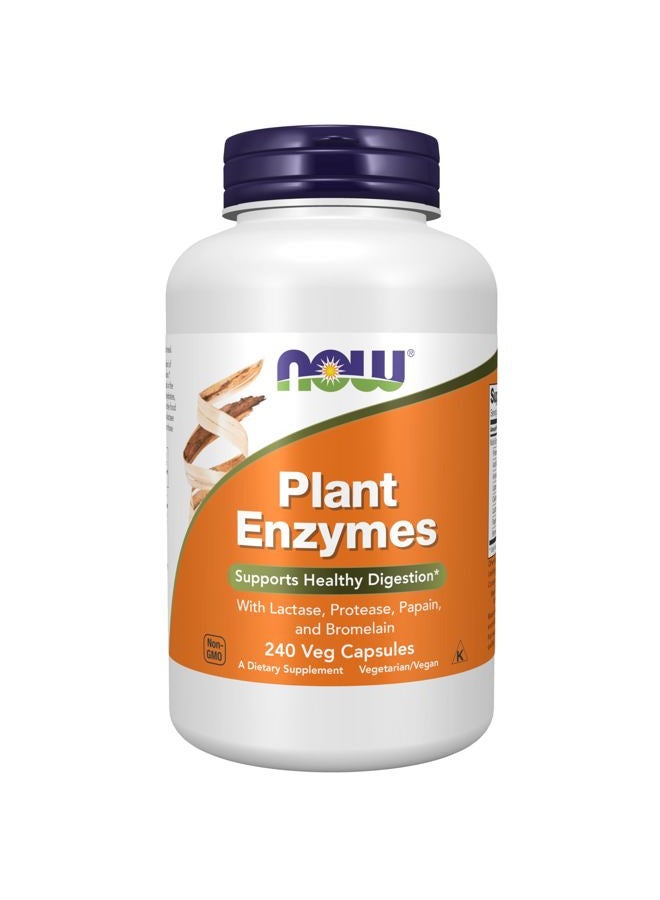 now Supplements, Plant Enzymes with Lactase, Protease, Papain and Bromelain, 240 Veg Capsules - Image 1
