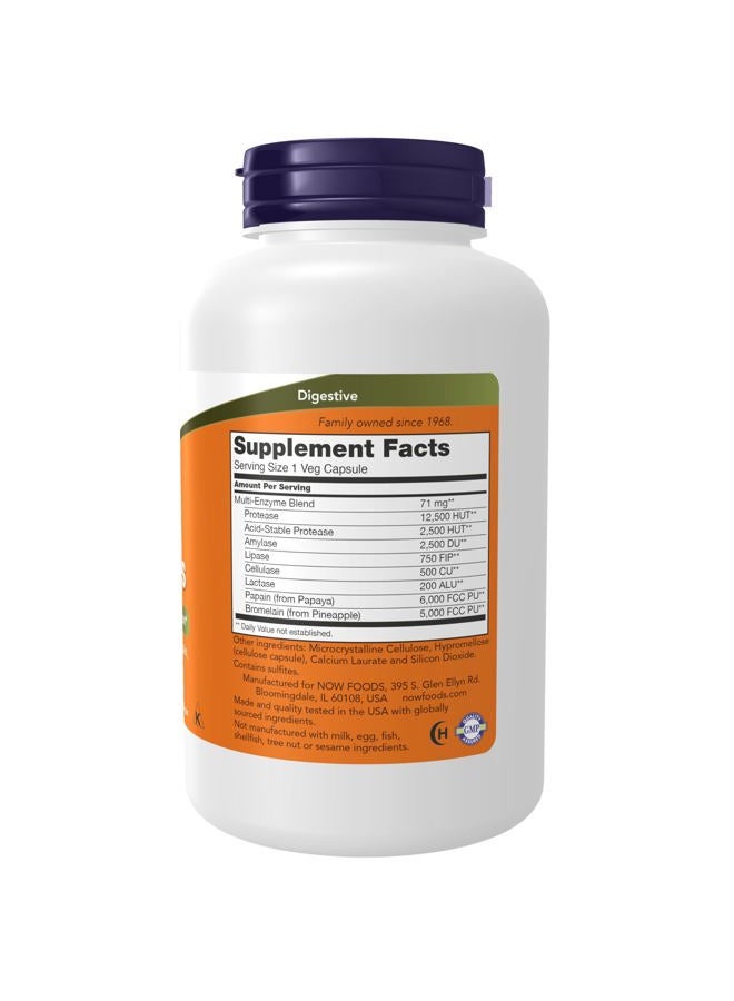 now Supplements, Plant Enzymes with Lactase, Protease, Papain and Bromelain, 240 Veg Capsules - Image 2