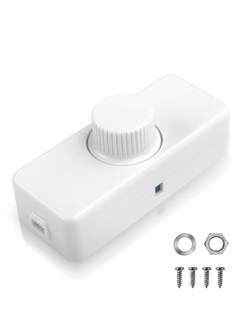 LED Dimmer Inline LED Dimmer Switch 1 Gang 220V-240V Trailing Edge Dimmer Full Range Rotary Dimmer Switch for 3 100W Dimmable LED Incandescent Halogen Bulbs for Table Lamp Floor Lamp White