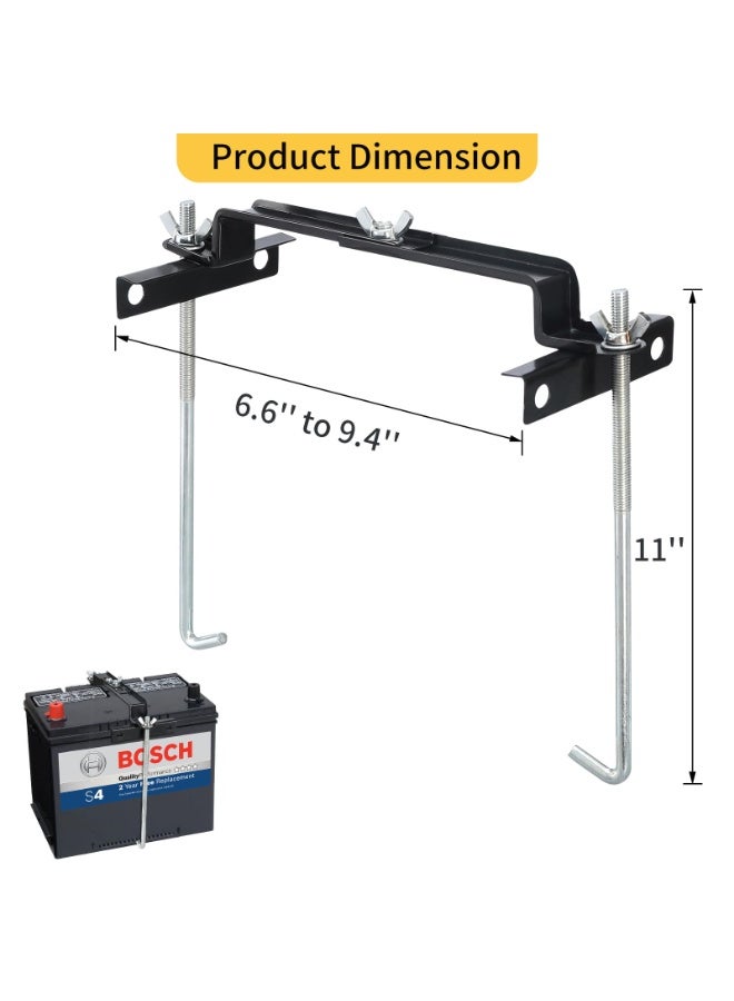 Car Battery Hold Down Kit with Adjustable Crossbar and 11-inch J-Bolts, High-Strength Rust-Resistant - Image 3