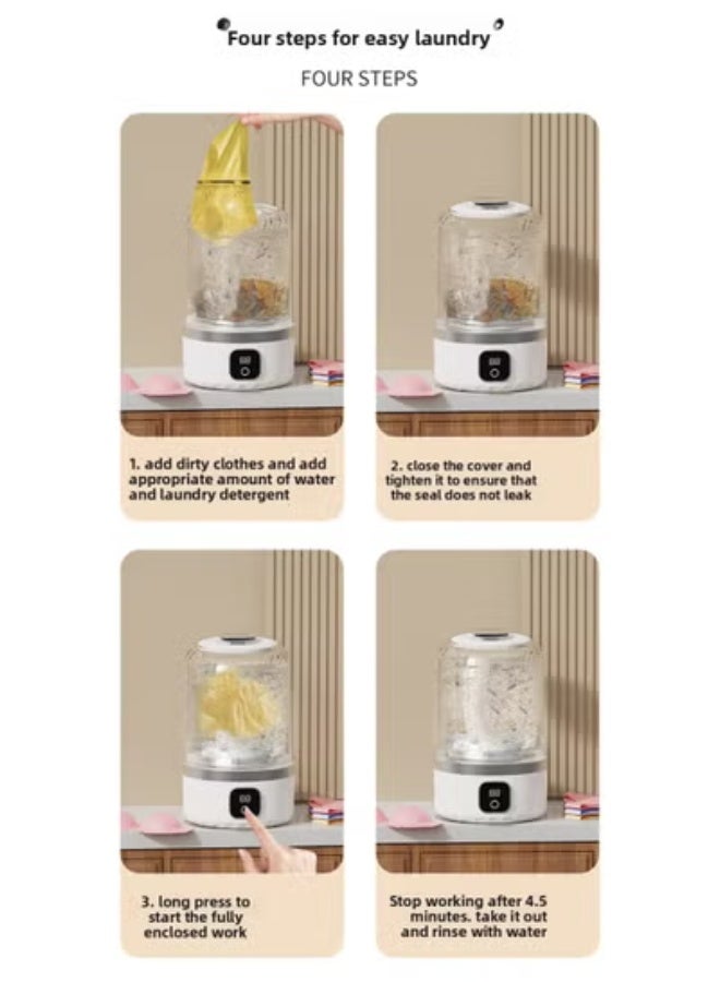 BlueFire Cordless Rechargeable Mini Washing Machine | Portable 1L Laundry Cup with Digital Display & One-Touch Control | Cordless Washer for Underwear, Socks, Bras & Baby Clothes | Ultra-Quiet Gentle Cleaning | Eco-Friendly Travel & Dorm Laundry Solution - Image 5