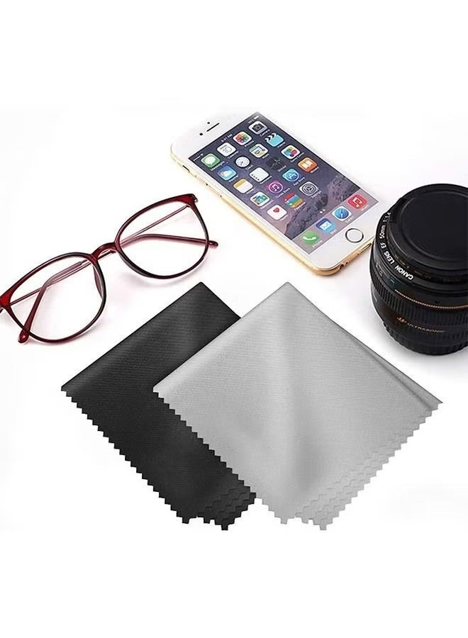 JS 10-Piece Microfiber Eyeglass Cloths for Cleaning Lenses, Screens, Cameras, Cell Phone, LCD TV Screens, Tablets,Grey and Black - Image 2