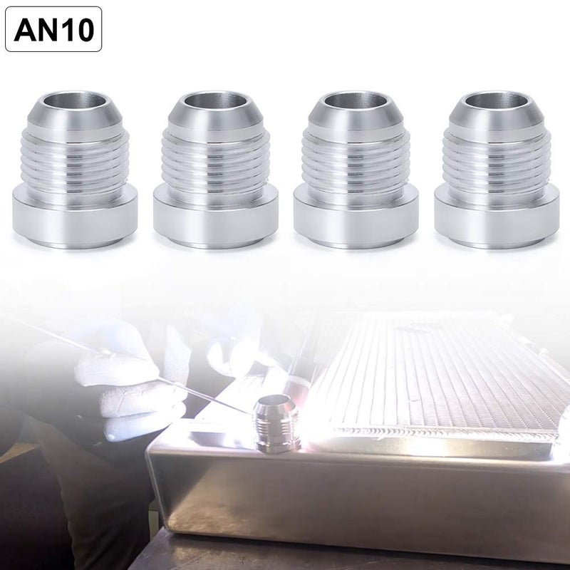 PQY 6AN/8AN/10AN Male Weld On Fitting Bung Hose Adapter Fuel Oil Aluminum Pack of 4 (AN10) - Image 2