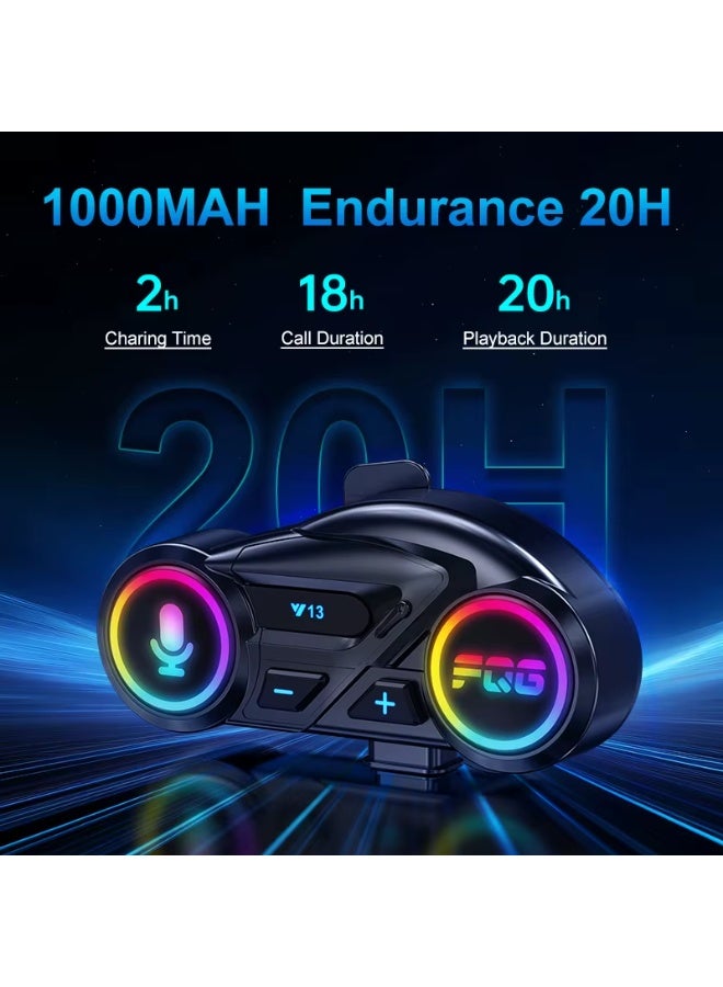 Accessomart Motorcycle Helmet Bluetooth Headset (Model Y13) — RGB Light, FM Radio, IPX6 Rain Resistant, 20H Playtime, Hard Mic for Full & Half Helmets - Image 5