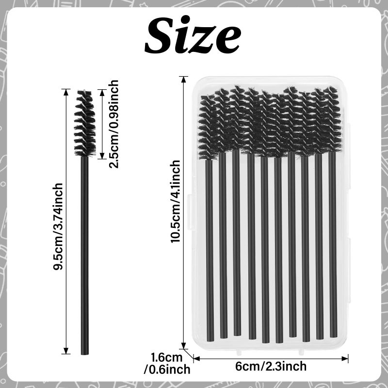 EWVVSS 600-Pcs Mascara Wands Disposable Eyelash Brush with Container Spoolies for Eyebrows Extensions(Black) - Image 3