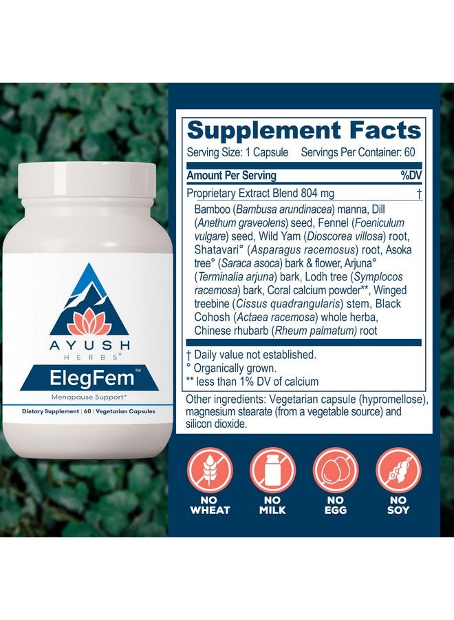 Ayush Herbs ElegFem - Menopause Supplements for Women, Hormone Balance for Women, Perimenopause Natural Hormone Support, Hot Flash Support with Cohosh - 60 Vegetarian Capsules (1 Count) - Image 3