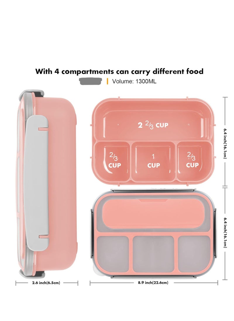 Generic 1300ml Leak-Proof Bento Lunch Box with 4 Compartments, Microwave & Dishwasher Safe, BPA-Free, for Kids & Adults Use at School, Office, Travel  - Image 2