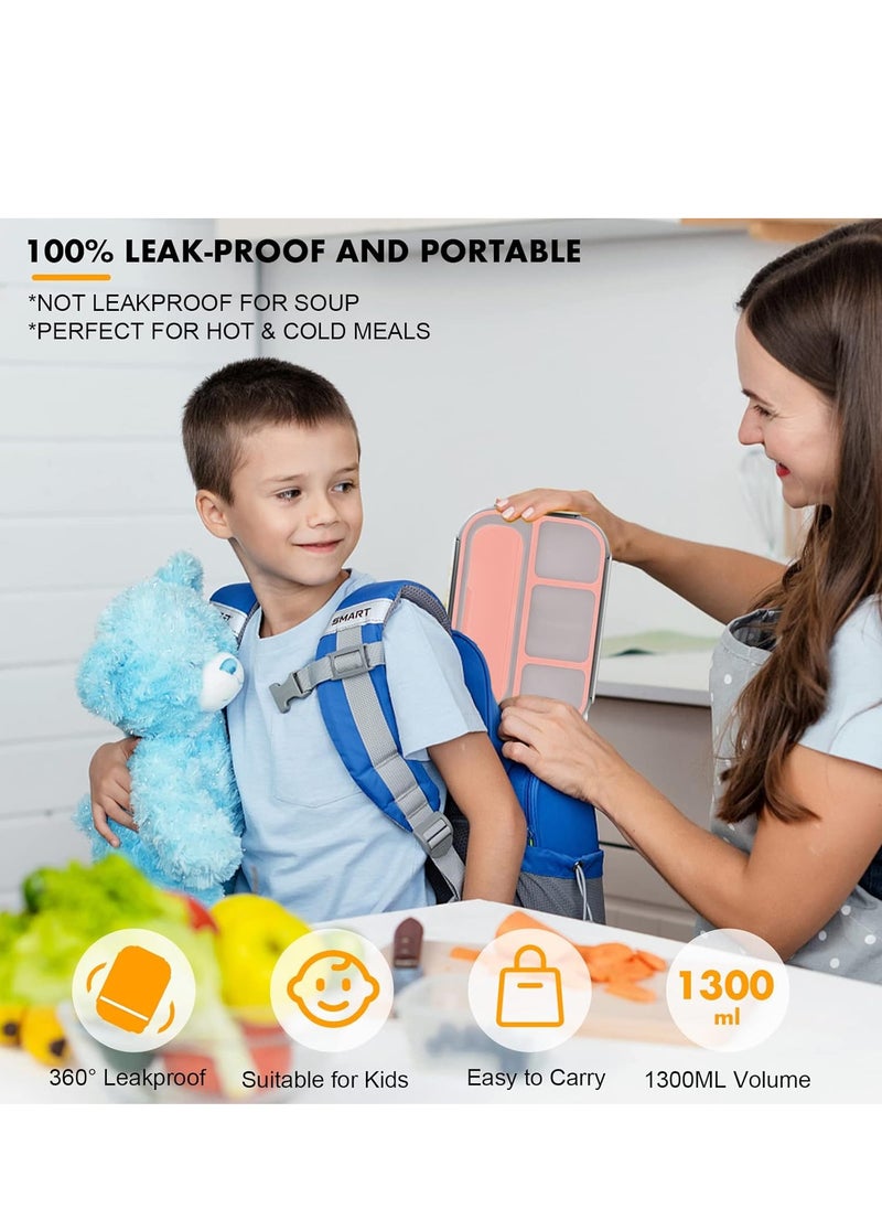 Generic 1300ml Leak-Proof Bento Lunch Box with 4 Compartments, Microwave & Dishwasher Safe, BPA-Free, for Kids & Adults Use at School, Office, Travel  - Image 5