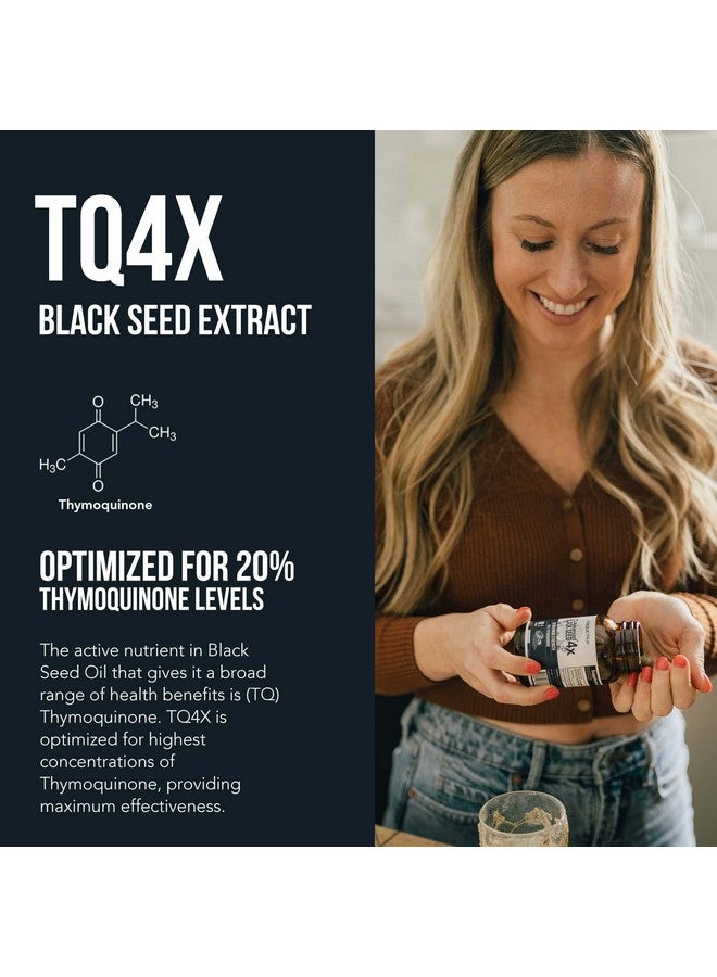 Triquetra Health 20% Thymoquinone Black Seed Oil Extract Capsules - TQ-Advanced 4X®: Potent Thymoquinone Concentration Available Concentrate from Nigella Sativa, Raw Form, Vegan, Glass Bottle (25 mg - 60 Capsules)  - Image 2