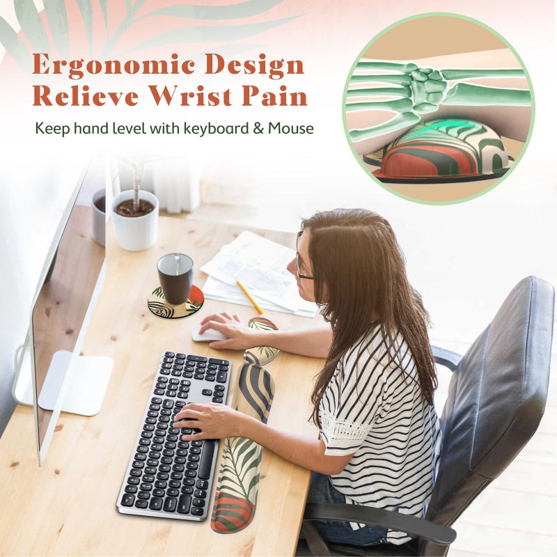 Gimars Enlarge Silky and Superfine Fabric Gel Memory Foam Keyboard Wrist Rest Set, Ergonomic Keyboard Mouse Wrist Support for Typing Pain Relief, Comfort for Office, Gaming, Computer-Morandi Orange - Image 2