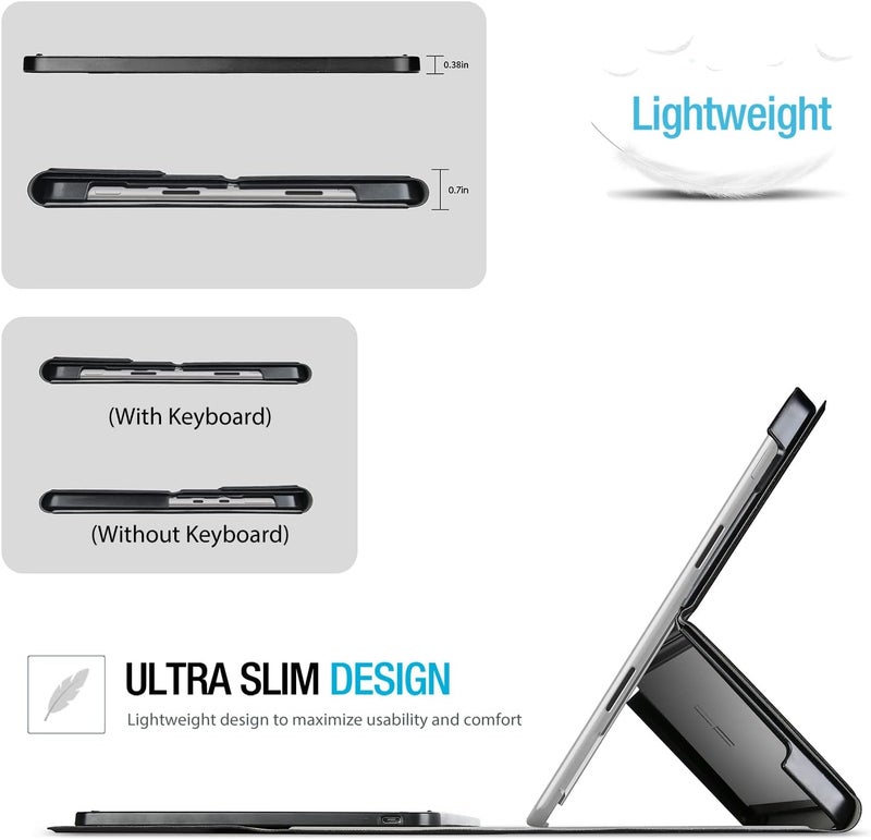 Procases Keyboard Case For Surface Pro 9 (2022) / Pro 8 (2021) 13" Tablet, Slim Light Smart Cover With Magnetically Detachable Wireless Keyboard -Black - Image 5