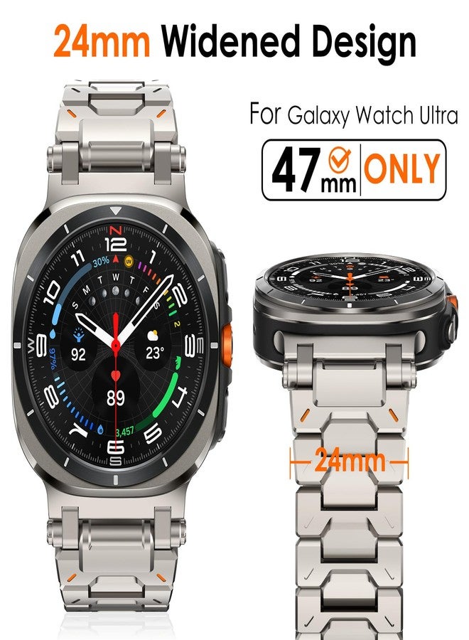WINGLE Stainless Steel Band for Galaxy Watch Ultra Bands 47mm 2025/2024 Men Rugged Durable Armor Metal Band Classy Casual Business Samsung Galaxy Watch Ultra Bands Butterfly Folding Clasp, Titanium - Image 2