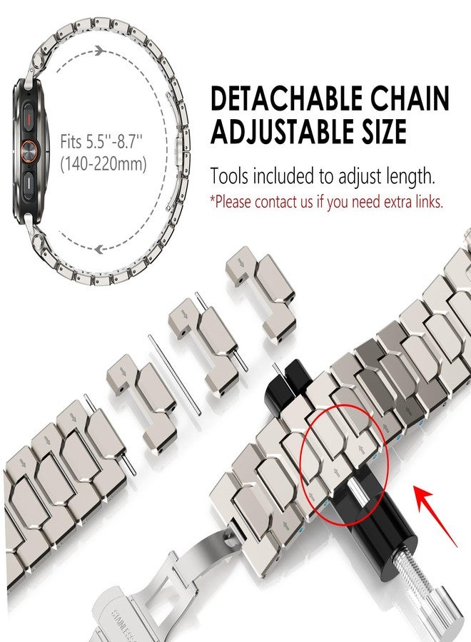 WINGLE Stainless Steel Band for Galaxy Watch Ultra Bands 47mm 2025/2024 Men Rugged Durable Armor Metal Band Classy Casual Business Samsung Galaxy Watch Ultra Bands Butterfly Folding Clasp, Titanium - Image 5