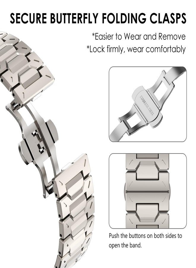 WINGLE Stainless Steel Band for Galaxy Watch Ultra Bands 47mm 2025/2024 Men Rugged Durable Armor Metal Band Classy Casual Business Samsung Galaxy Watch Ultra Bands Butterfly Folding Clasp, Titanium - Image 4
