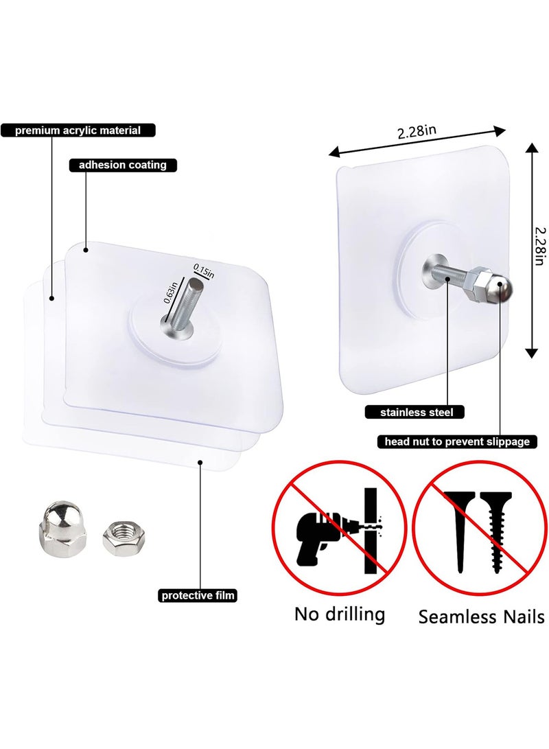 20 Piceces Wall Hooks for Hanging,Screw Free Sticker for Mount Wall Shelf, 2 in 1 Adhesive Hooks Heavy Duty, Waterproof Rustproof and Oilproof for Kitchen, Bathroom, Home, Office - Image 2