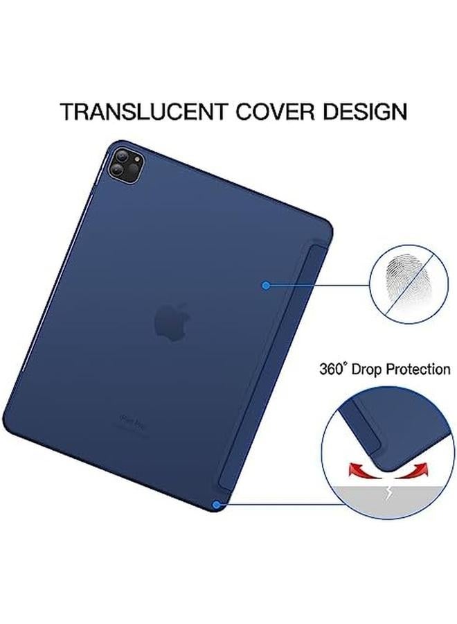 جي تيك حافظة لجهاز ايباد برو 12.9 انش الجيل السادس والخامس موديل 2022 2021 مع حامل رفيع وغطاء خلفي صلب ذكي مع خاصية الاستيقاظ التلقائي باللون الأزرق الداكن - Image 4