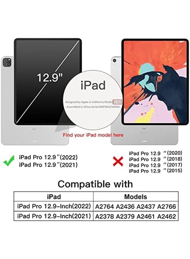 جي تيك حافظة لجهاز ايباد برو 12.9 انش الجيل السادس والخامس موديل 2022 2021 مع حامل رفيع وغطاء خلفي صلب ذكي مع خاصية الاستيقاظ التلقائي باللون الأزرق الداكن - Image 2