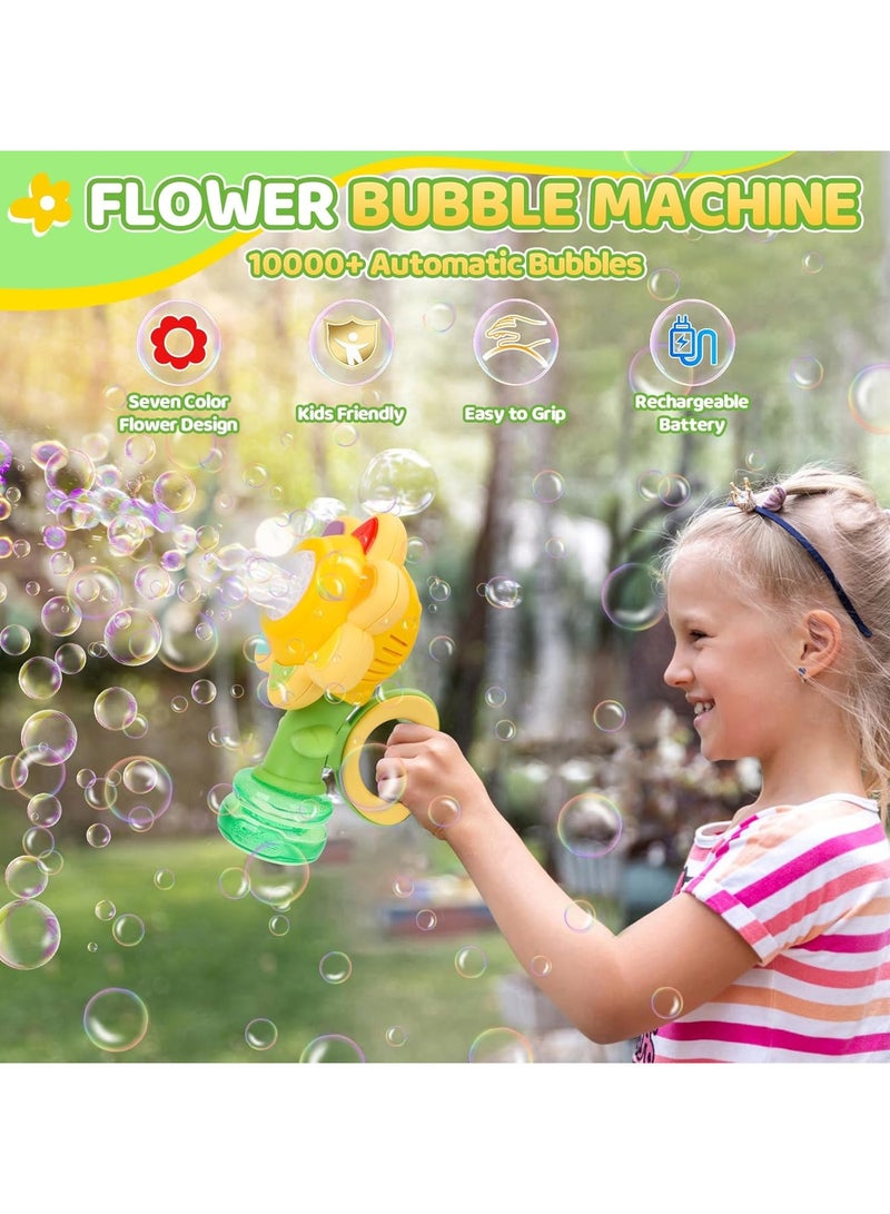 CMGTYYD Bubble Machine for Kids, Rechargeable Dancing Sunflower Bubble Maker, Light Up Automatic Bubble Blower Toys for Baby Childrens Girls Gift, Bubble Blaster Party Favors - Image 3
