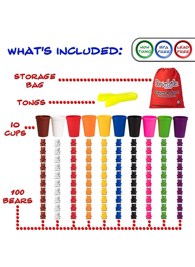 Driddle Colorful Counting Bears with Matching Cups - 100 Bears - Sort, Count & Color Recognition Learning Toy for Toddler & Kids - Montessori Education - Preschool Game - Image 4