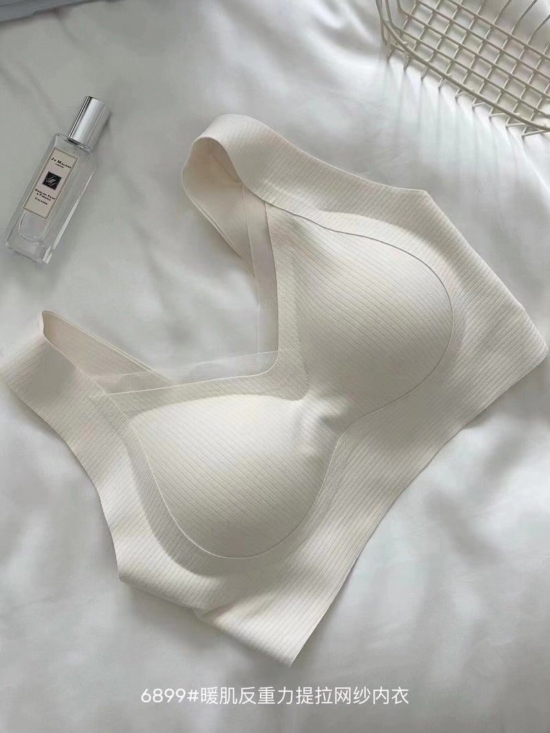 Seamless Underwear 6899 Warm Skin Anti-Gravity Lifting Mesh Underwear High Quality Version Semi-Fixed Cup Push Up Underwear - Image 1