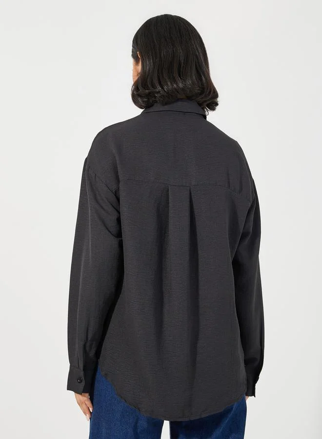 Styli Textured Shirt with Long Sleeves