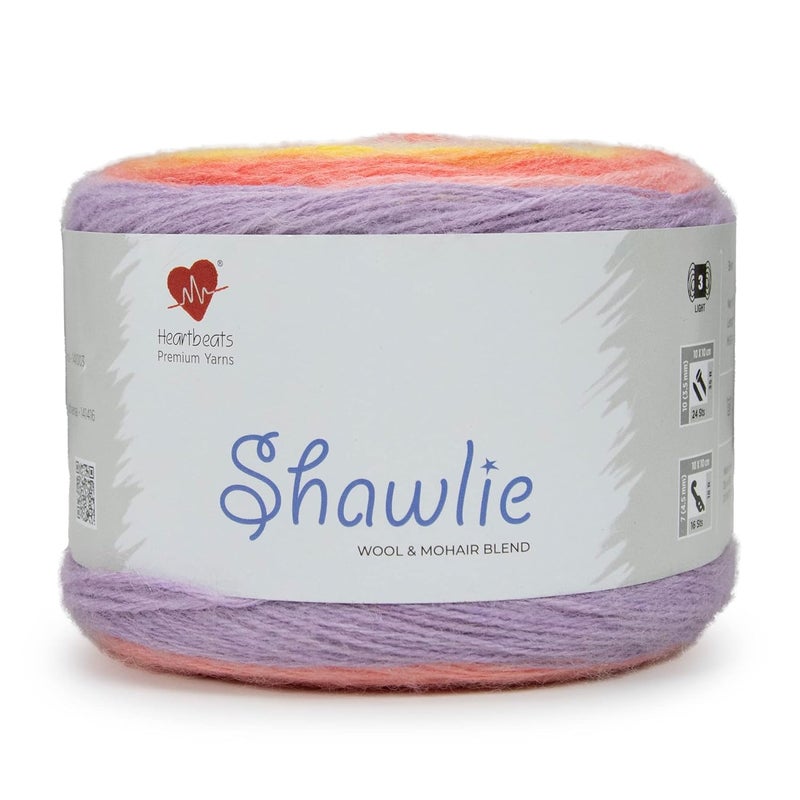 Heartbeats Shawlie Is A Premium Tri Blend Of Mohair, Wool & Acrylic. Pack Of 1 Ball - 150Gm.(Shl015), Multicolor - Image 1