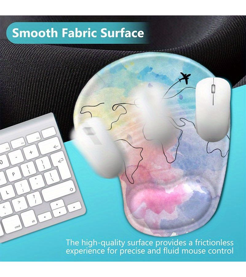 1pc Novelty Map Wrist Rest Mouse Pad Ergonomic Gaming Desktop Mouse Mat With Wrist Support Anti Slip Textured Surface 23 X 19cm For Home Office Use - Image 3