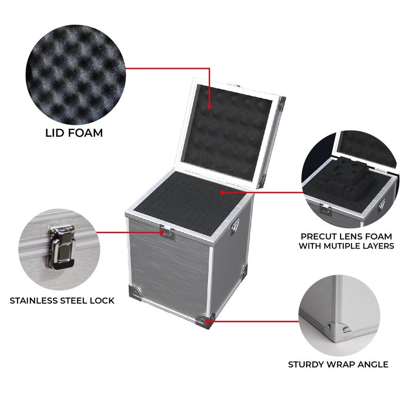 MOAAD Aluminium Storage Box Portable Hard Flight Case Tool Box with Handle Travel Transport Box MultiPurpose Equipment Case 12in - Image 2