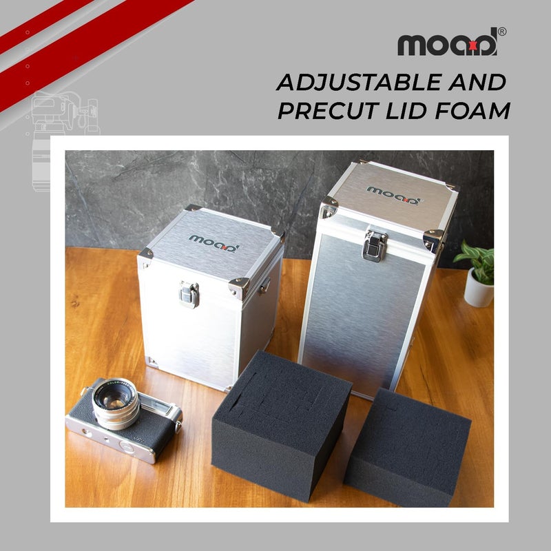 MOAAD Aluminium Storage Box Portable Hard Flight Case Tool Box with Handle Travel Transport Box MultiPurpose Equipment Case 12in - Image 4