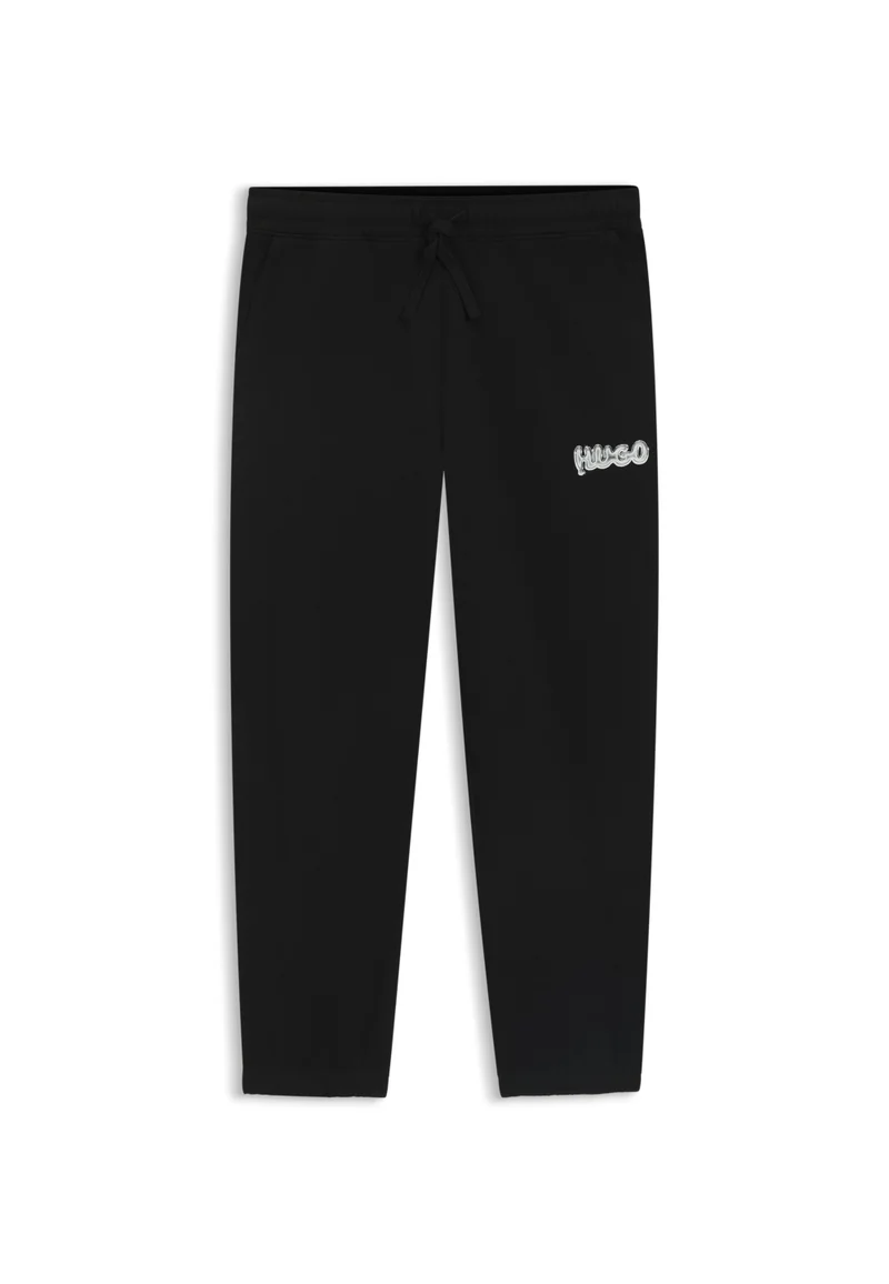 HUGO Cotton-terry tracksuit bottoms with logo print