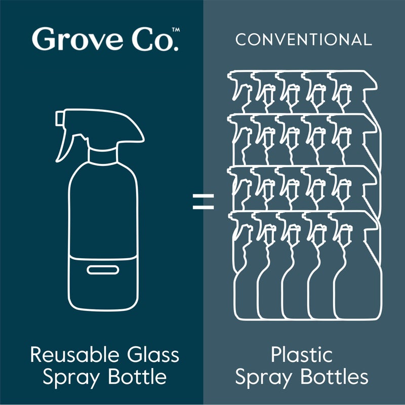 Grove Co. Glass Spray Bottles for Cleaning Solutions, 2-Pack Bundle, Unique Silicone Sleeve Slide & Snap Custom Label, Refillable Spray Bottle, Made from Recycled Glass, 2 x 16 oz - Image 5