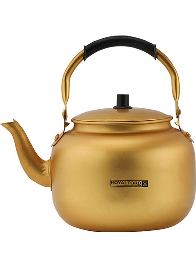 Royalford 4.0L Golden-Finish Aluminum Tea Kettle- RF10769| Rust and Corrosion Resistant Body with Comfortable and Anti-Scald Handle| Induction Compatible| Perfect for Indoor and Outdoor Use| Golden Gold - Image 1
