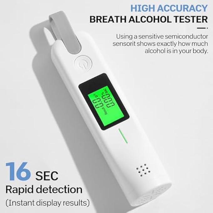 rayihni Breathalysers, Breathalyzer, Professional Alcohol Tester With Hd Lcd Display With 2nd Generation Asic Smart Chip Technology, Alcohol Testing KitsWhite - Image 3