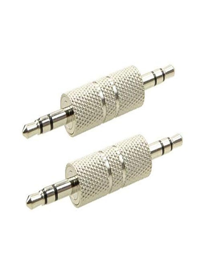 Duttek 3.5mm Male to Male Audio Adapter, Metal Silver 3 Pole 3.5mm Stereo Jack Adapter Audio Headphone Jack Coupler Connectors - 2 Pack - Image 1