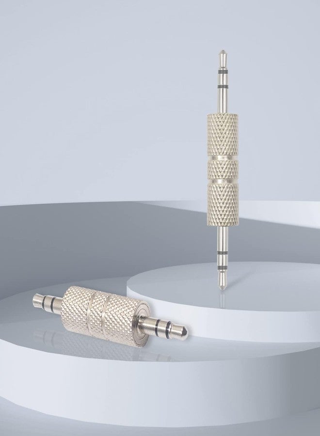 Duttek 3.5mm Male to Male Audio Adapter, Metal Silver 3 Pole 3.5mm Stereo Jack Adapter Audio Headphone Jack Coupler Connectors - 2 Pack - Image 4