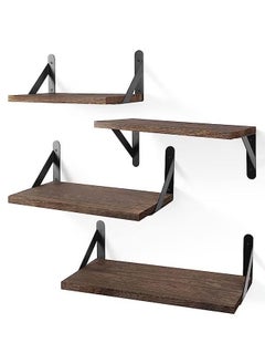 Hihonor Floating Shelves, Dark Carbonized Black, 4 Sets of Wall Mounted Shelf for Bathroom Decor, Floating Book Shelves for Wall, Bedroom, Living Room or Kitchen  - Image 1