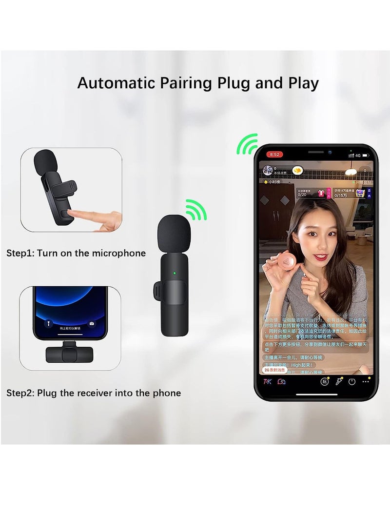 Wireless Lavalier Microphone for iPhone iPad, Plug and Play Mini Mic for YouTube TikTok Live Streaming Gaming K Song Recording Auto Noise Reduction (Lightning 1) - Image 3