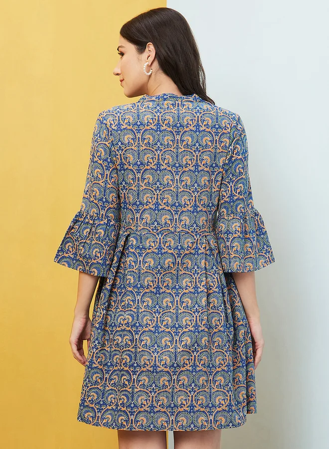 globus Globus Blue All Over Print Mini Dress