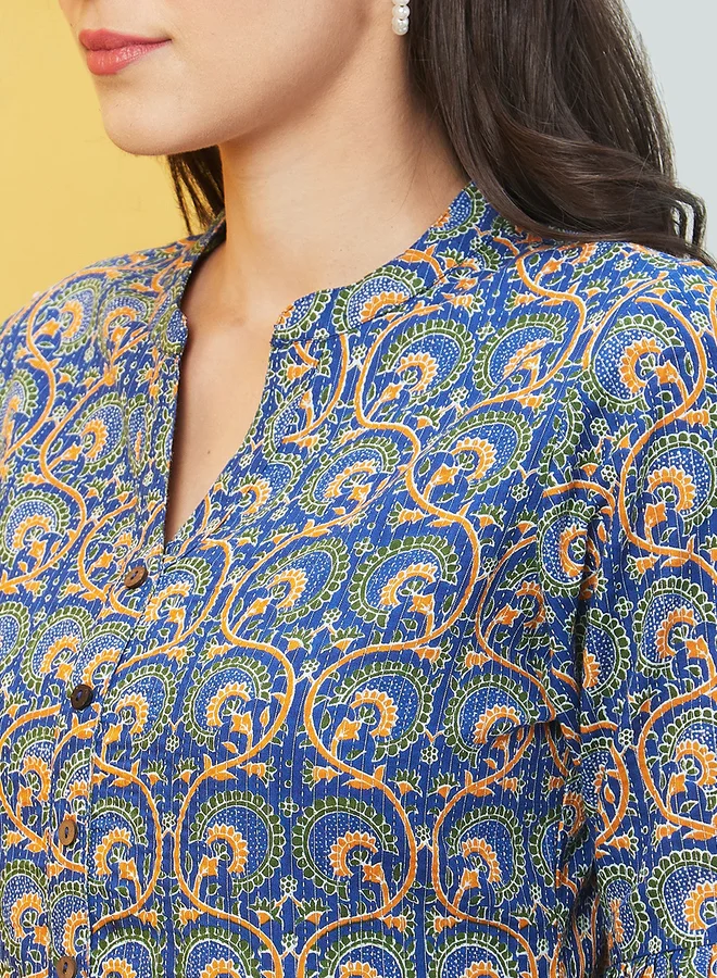 globus Globus Blue All Over Print Mini Dress