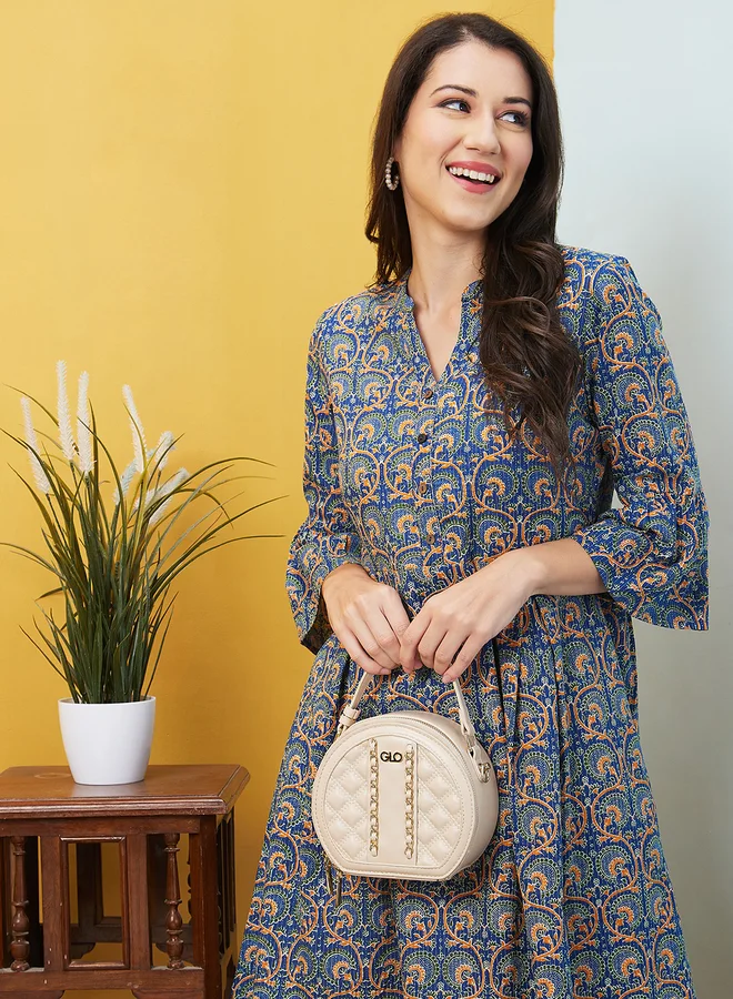 globus Globus Blue All Over Print Mini Dress