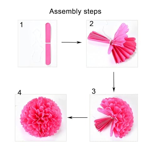 Aimto 12pcs Black and Red Hanging Tissue Paper Pom Poms Decorations for Party Ceiling Wall Tissue Flowers Decorations - 2 Colors of 12 Inch, 10 Inch - Image 3